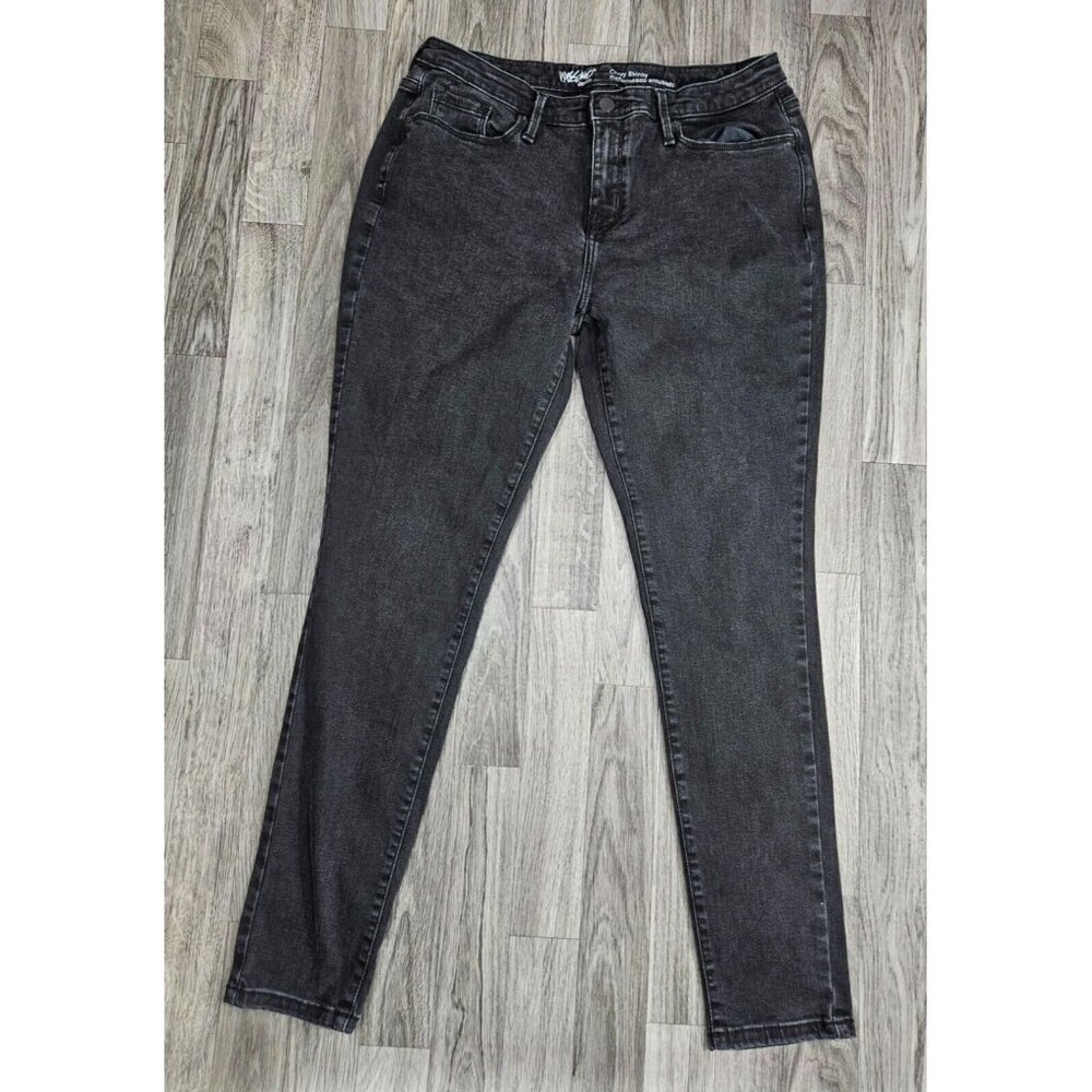 (3/$35) Mossimo Size 10/30 S Curvy Skinny Power Stretch Black Grey Pockets Jeans